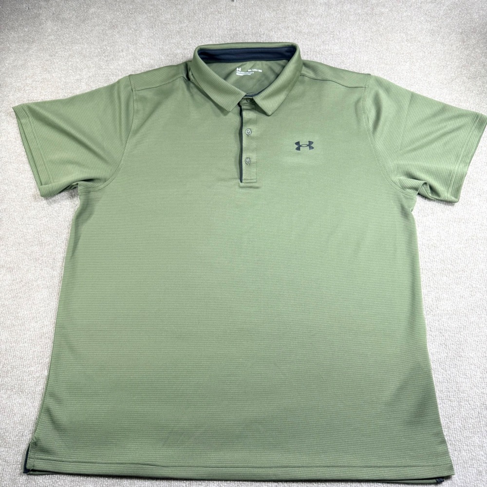 Under Armour Mens Tech Polo Shirt Olive Green 3XL Loose Fit 1290140 390
